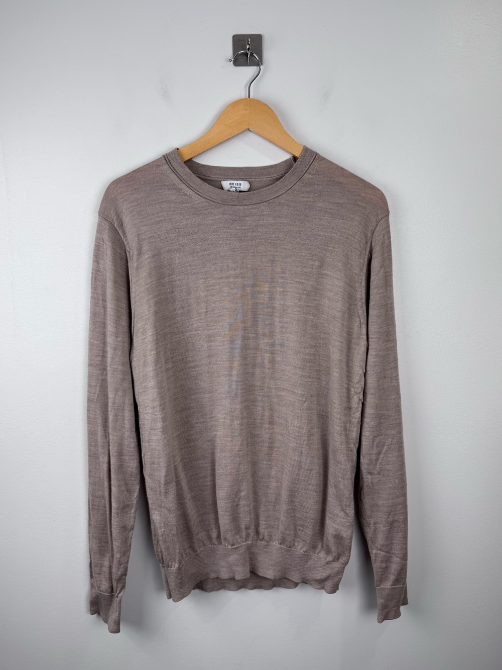 Reiss‎ Men 100% Wool Tan Brown Sweater Size Large